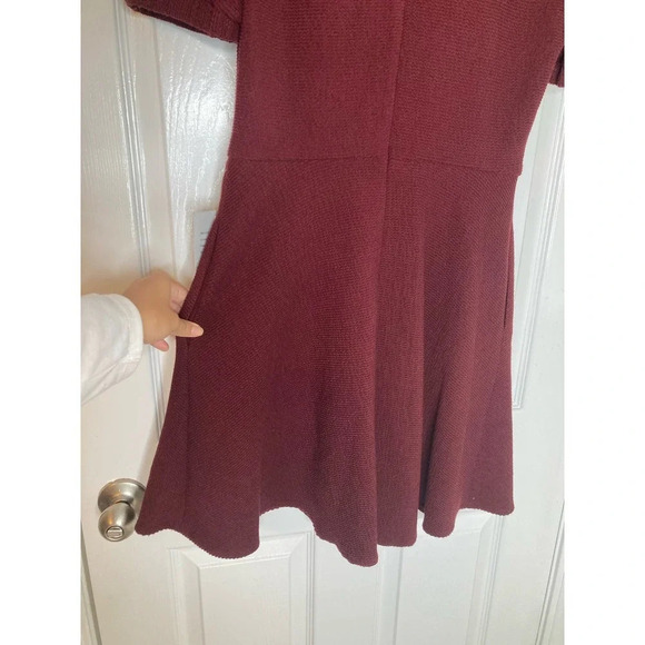 Gal Meets Glam Fit & Flare Burgundy Red Dress NWT Micro Rib Knit Short-Sleeve - Picture 15 of 16